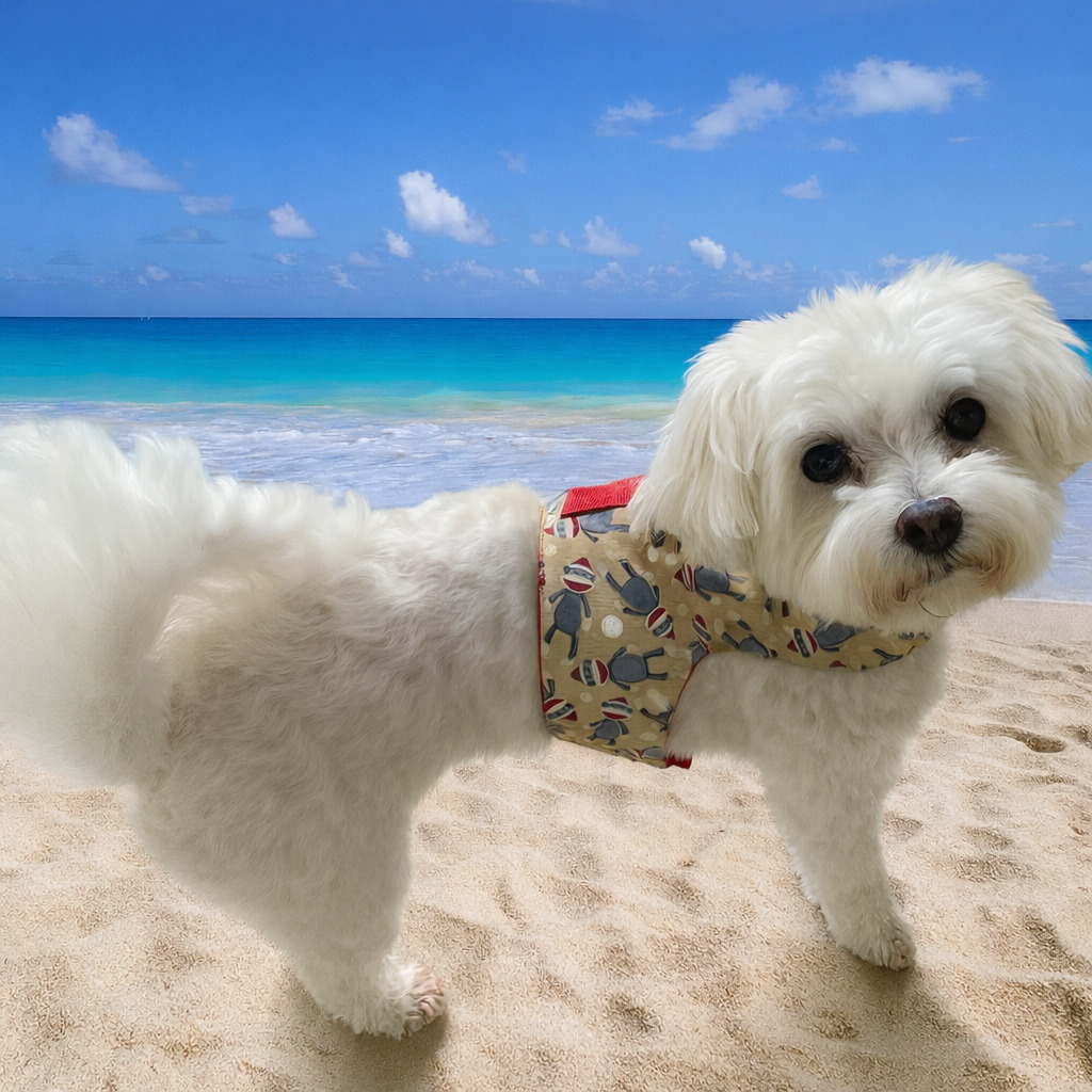 Donna Devlin with dog wearing walking vest